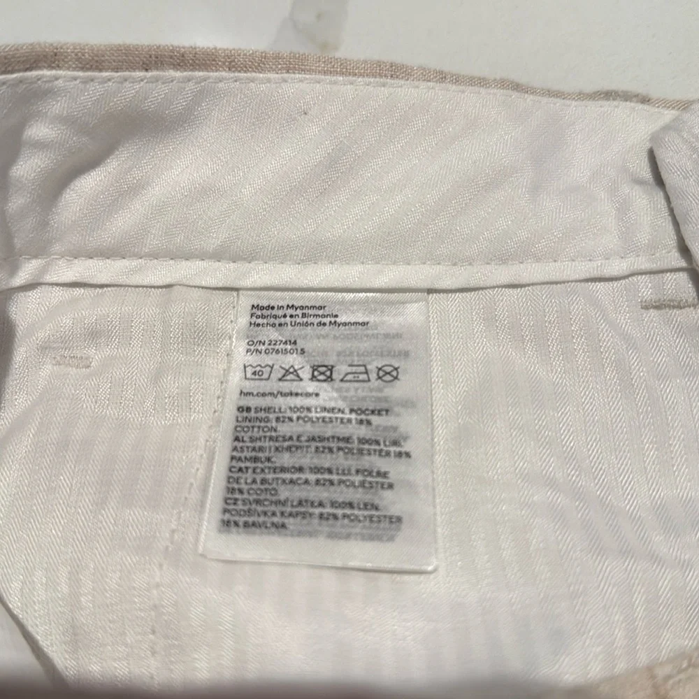 H&M LINEN PANTS 30R slim fit nwot